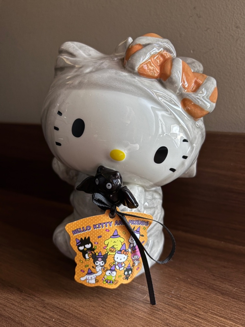 NWT Hello Kitty 8" Mummy and Bat Ceramic Figure Blue Sky x Sanrio Halloween